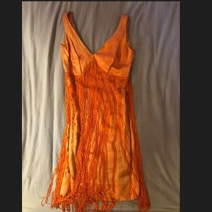 Vintage petite fringe satin dress